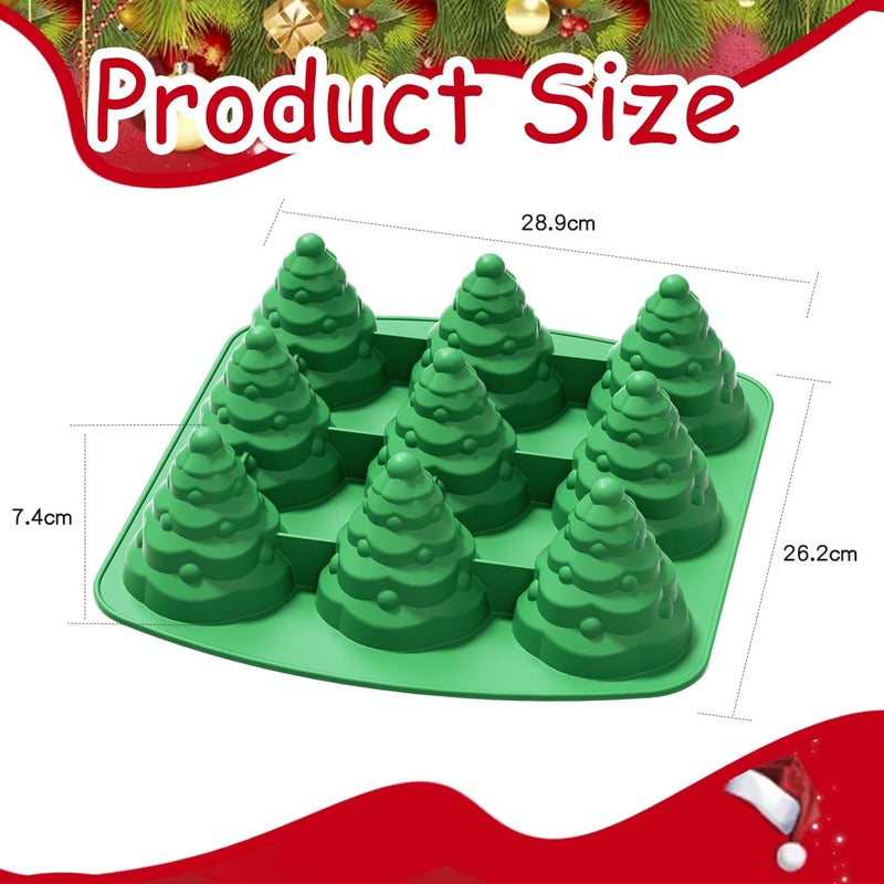 Mtruil 1 Pcs 3D Christmas Tree Silicone Molds Chocolate Molds Food Christmas Themed Treat Baking Freezing Tray Holiday Moulds for Soap Candy Cake Ice Candle Gummy Jelly Wax Melt Ice Cubes Cake Decorations - Image 3